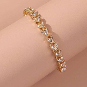Rhinestone Gold Heart Bracelet